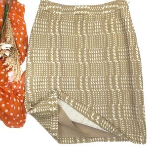 Etcetera Elegant Textured Tan Plaid Skirt Sz 2